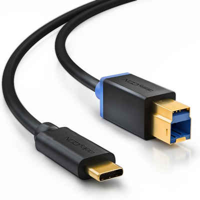 deleyCON deleyCON 2m USB C Kabel Datenkabel USB 3.0 USB-B zu USB-C Computer Smartphone-Kabel