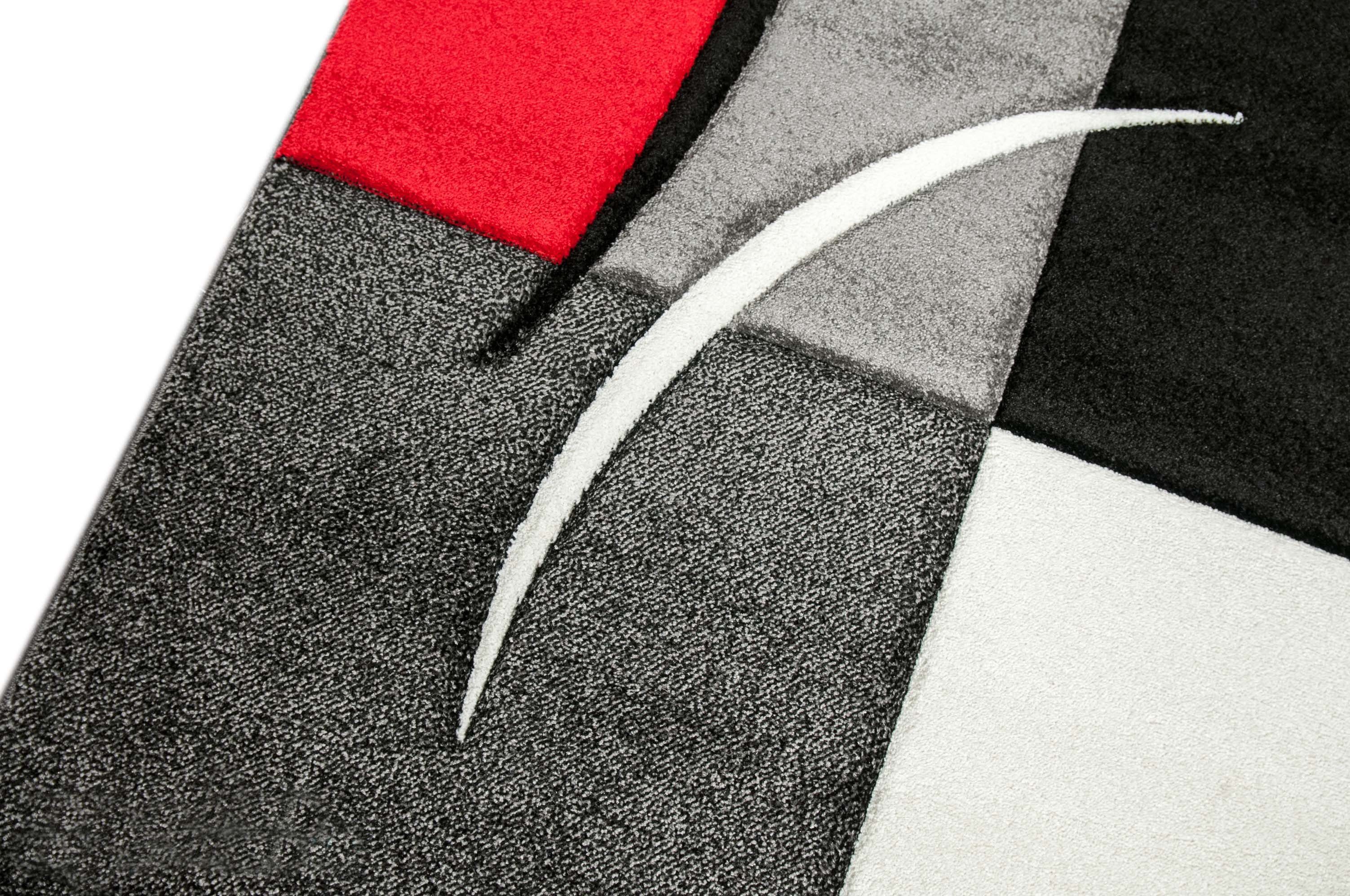 TeppichHome24 Teppich Designer Teppich mit Konturenschnitt Karo Muster Rot günstig online kaufen