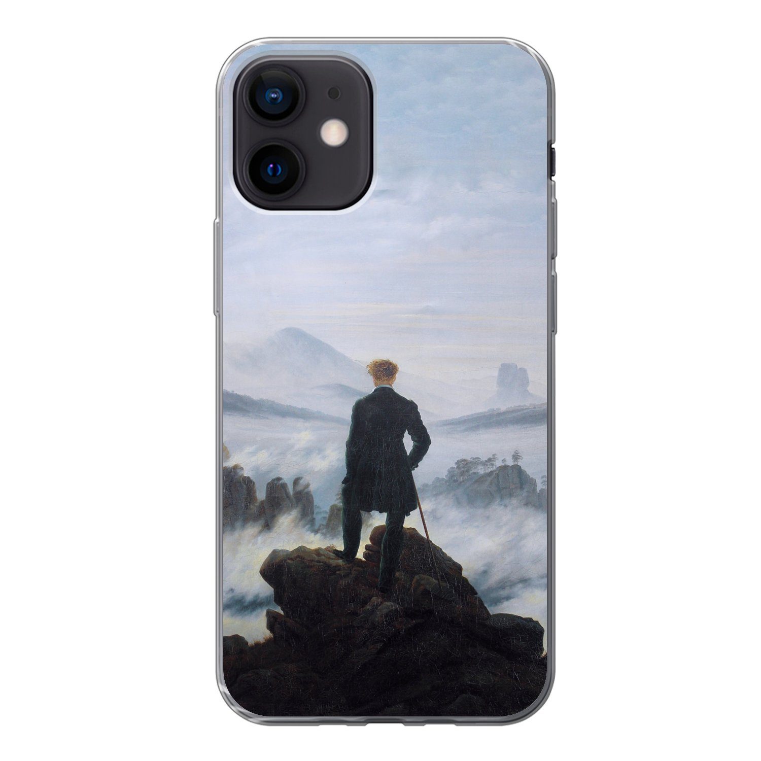 MuchoWow Handyhülle für Apple iPhone 12 Der Wanderer über dem Nebelmeer - Caspar David Fri, Smartphone-Bumper, Print, Handy Schutzhülle Dünn