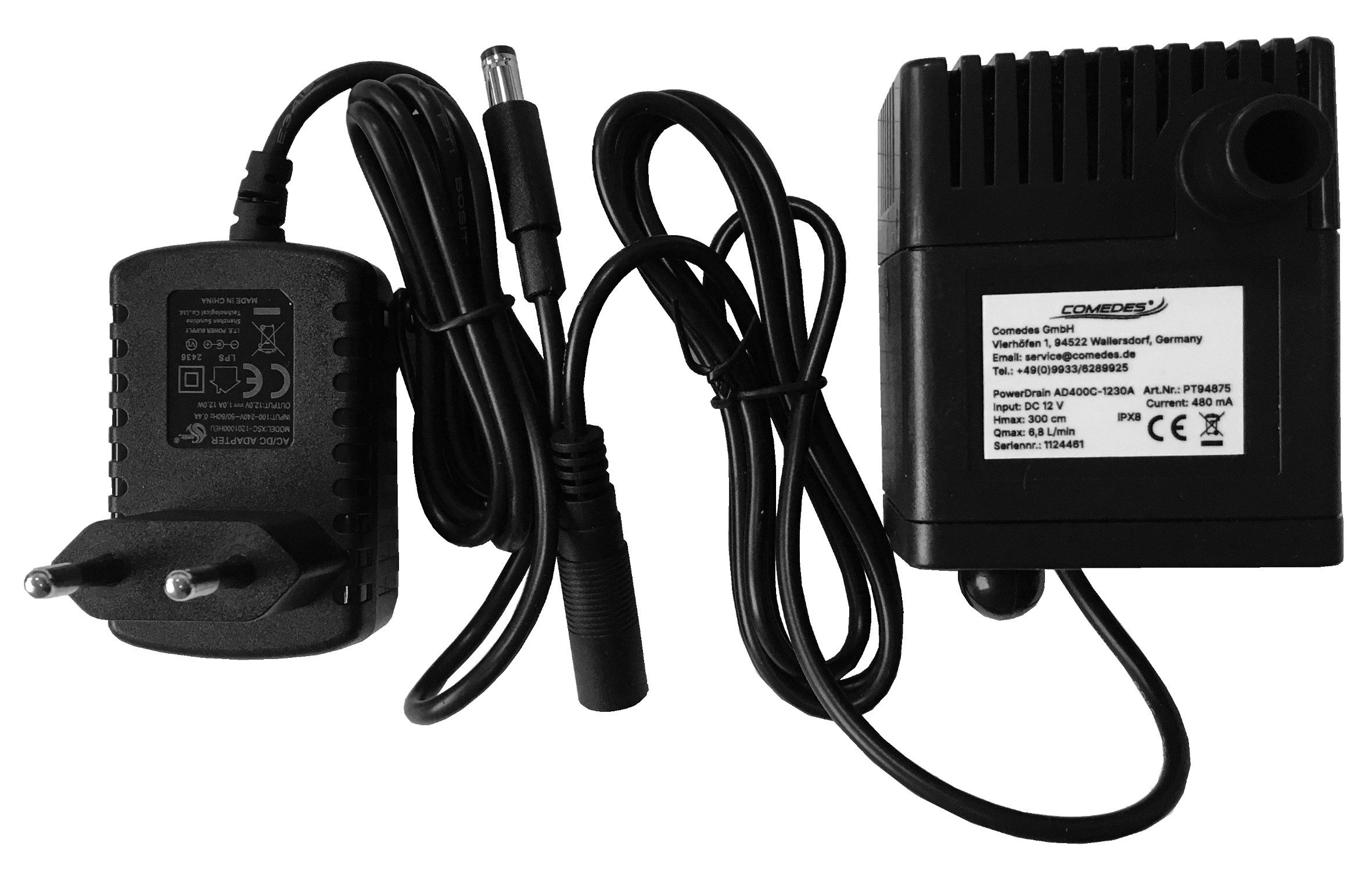 Comedes Luftentfeuchter Kondensatpumpe PowerDrain, bis zu 408 l/Stunde, Förderhöhe bis 300cm