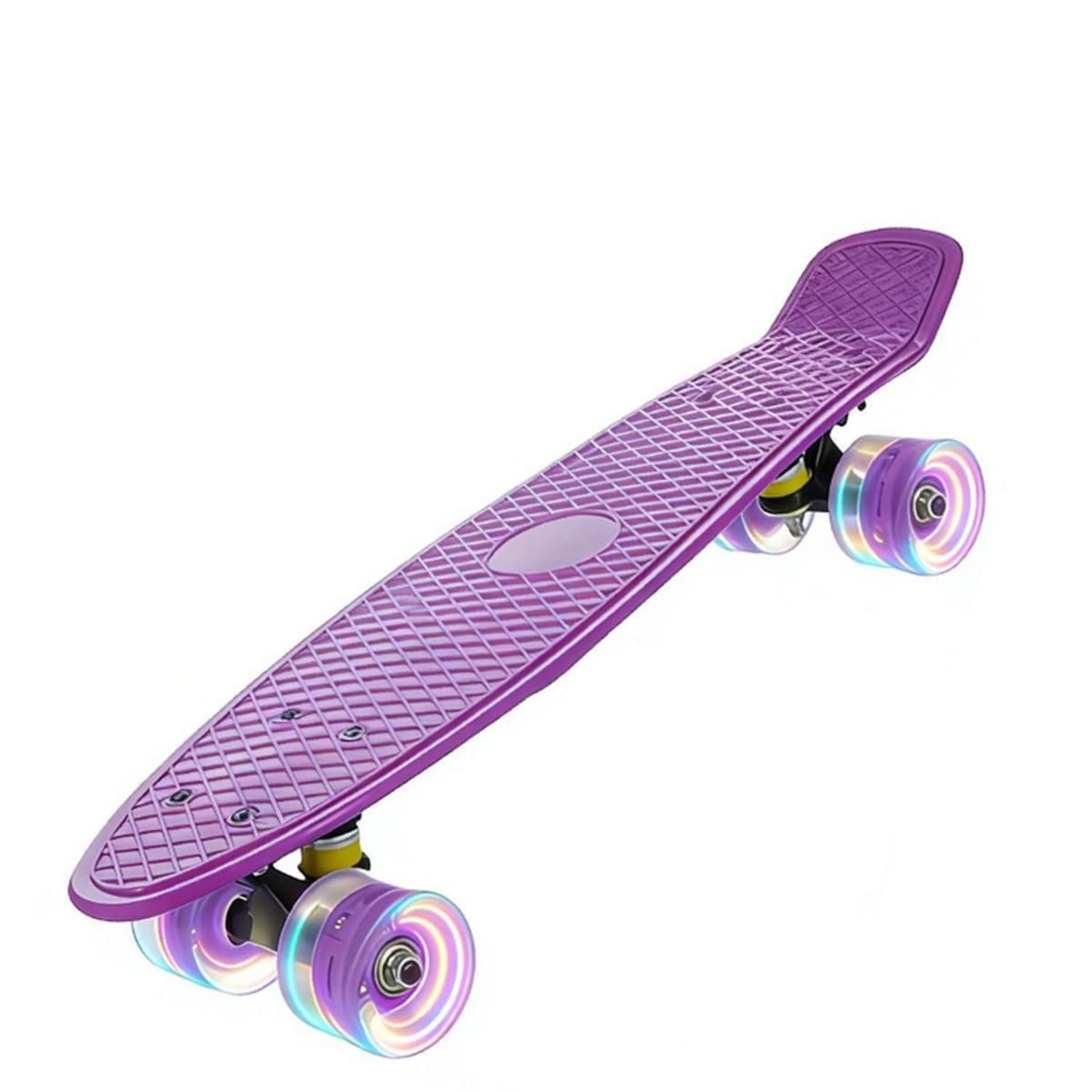 LuxusKollektion Miniskateboard Skateboard Mini Cruiser 22 Zoll Lila LED (1-St)