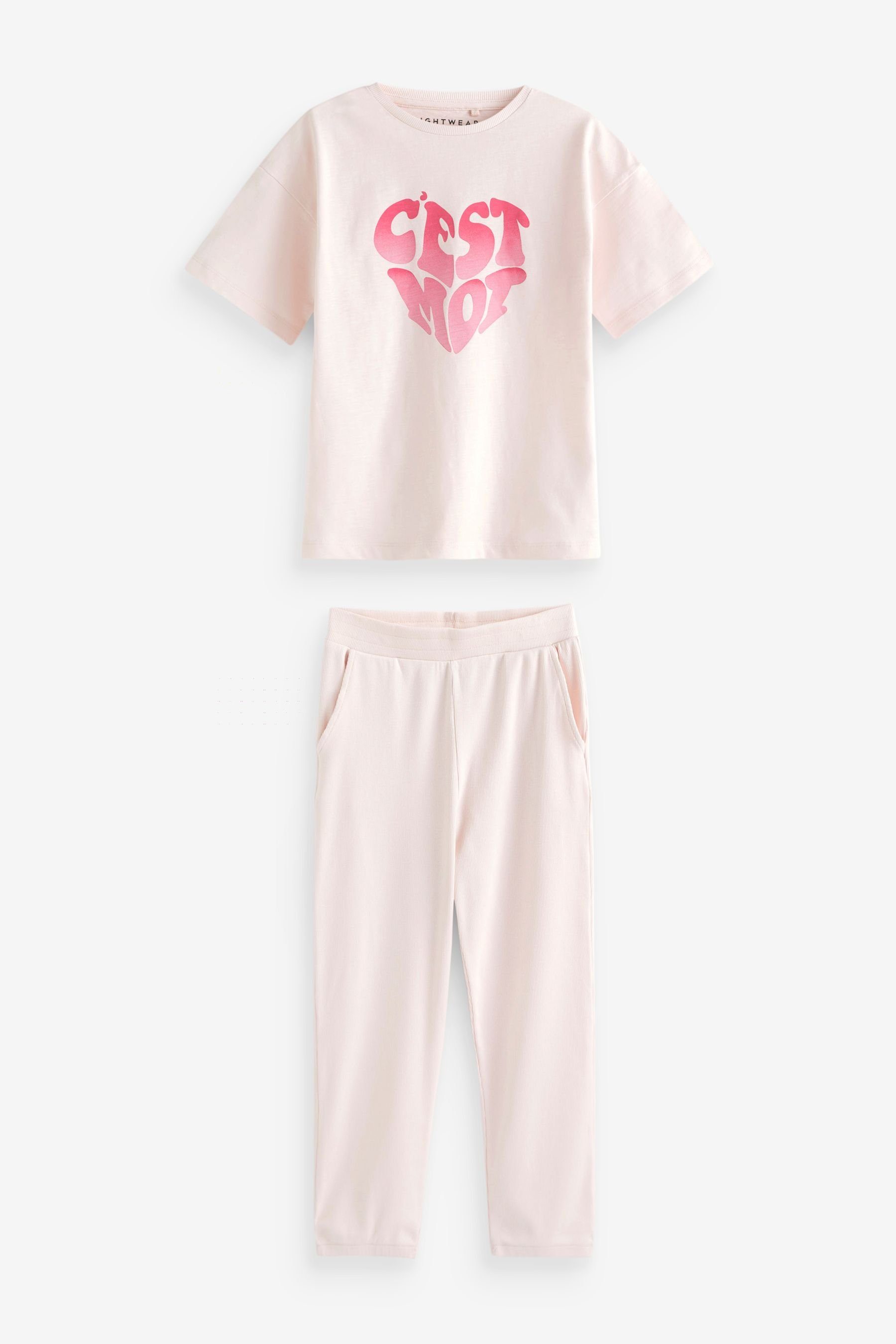 Next Pyjama 3er-Pack Schlafanzug mit Slogan und Jogginghose (6 tlg) – Bild 2 von 5