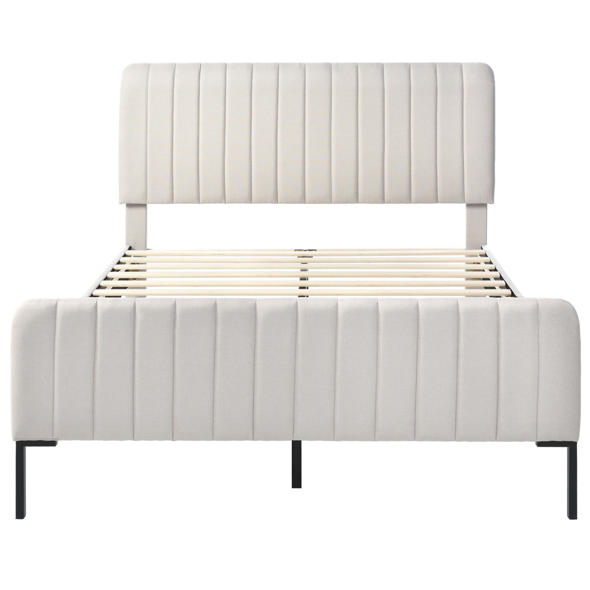 Sweiko Polsterbett, mit Lattenrost und verstellbarem Kopfteil, 90*200cm, ohne Matratze