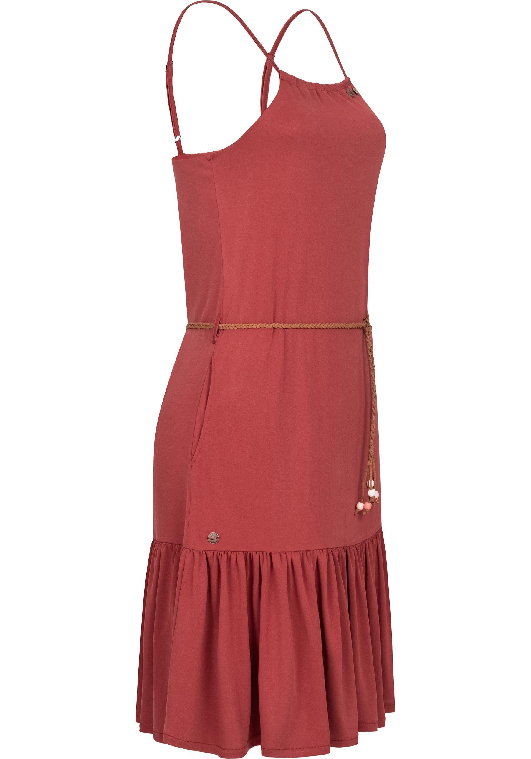 Ragwear Spaghettikleid Thime stylisches Sommerkleid mit Spaghettiträgern und Gürtel
