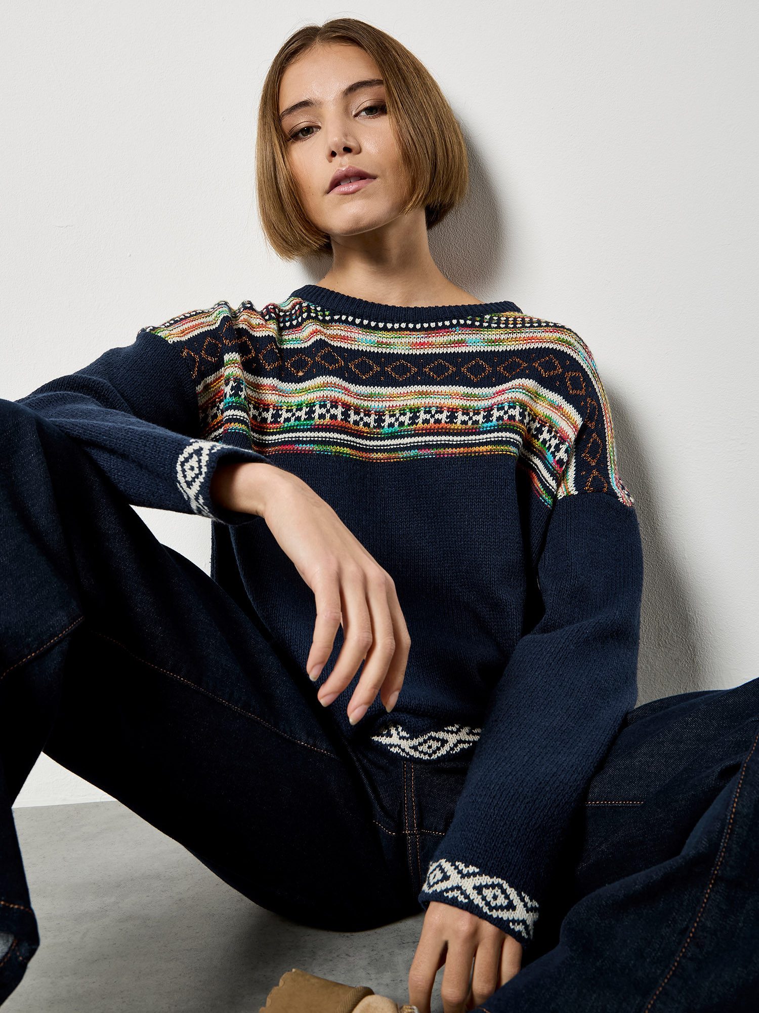 Rundhalspullover Strickpullover