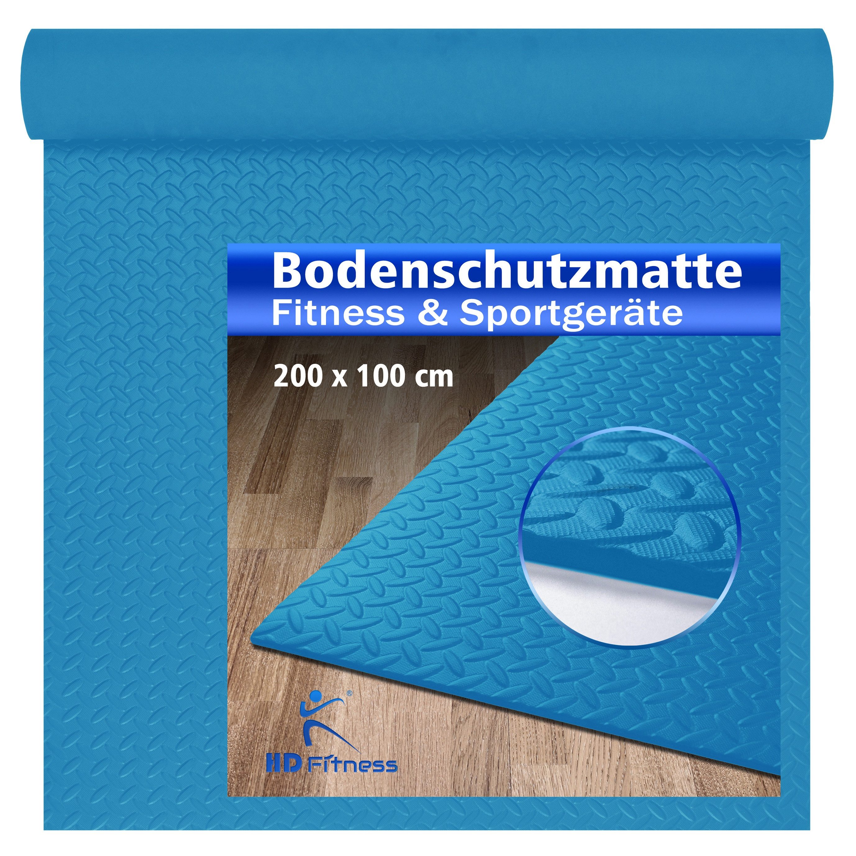 Bodenmatte Eva Unterlegmatte für Fitnessgeräte rutschfest mit Bändern