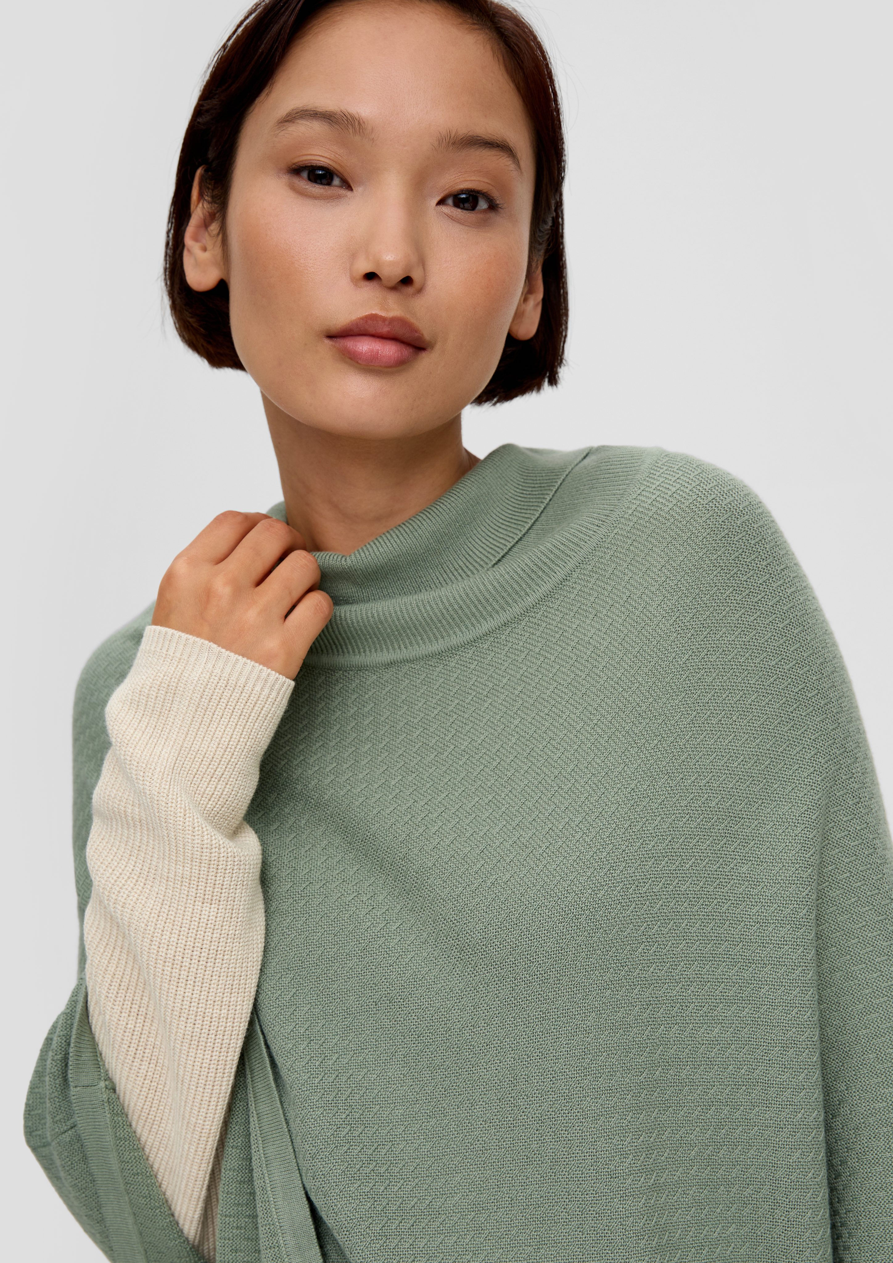 s.Oliver Poncho Poncho aus Viskose-Baumwoll-Mix günstig online kaufen