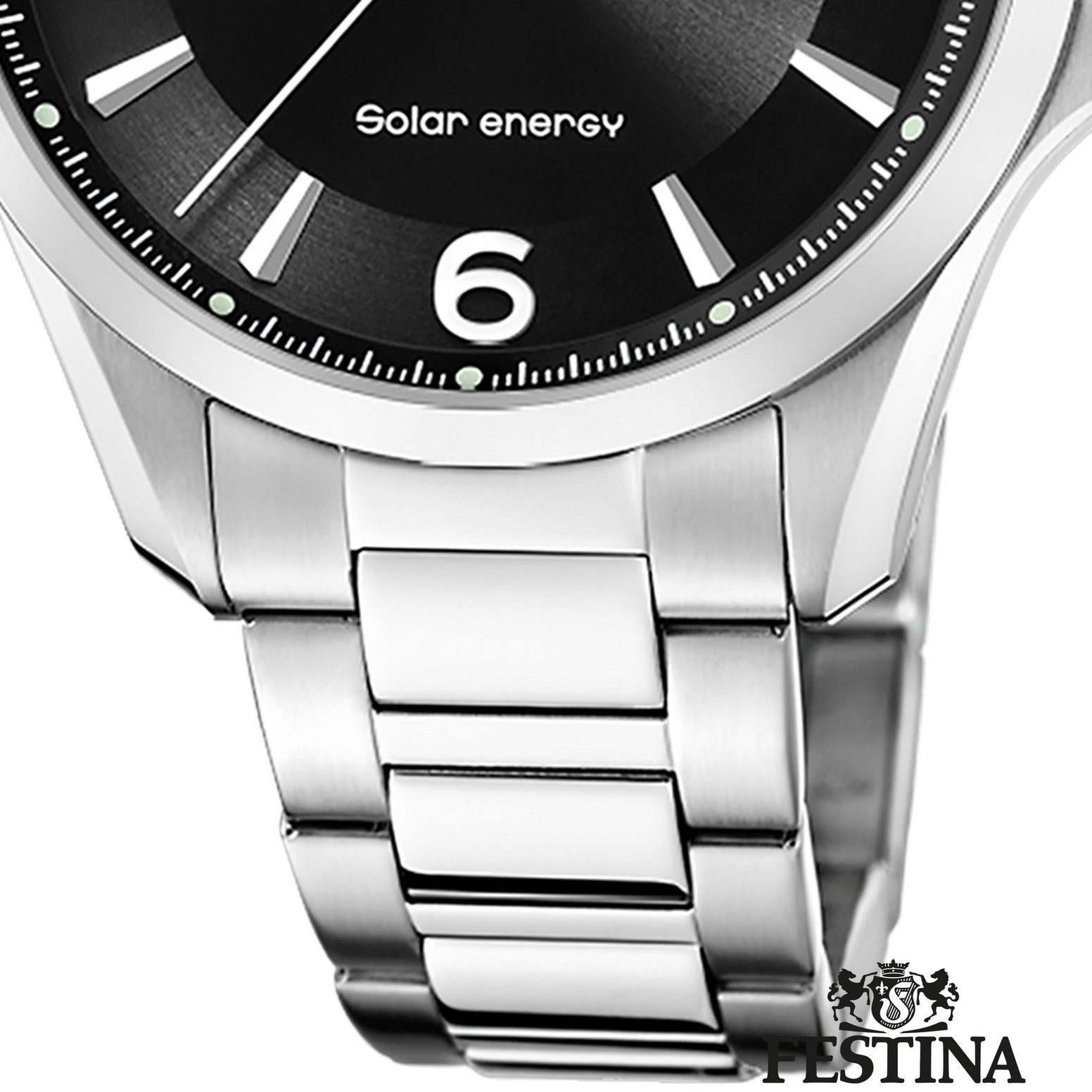 Festina Solaruhr Festina Herrenuhr Edelstahl silber, (Solaruhr), Herren Solaruhr rund, Edelstahlarmband silber, Luxus