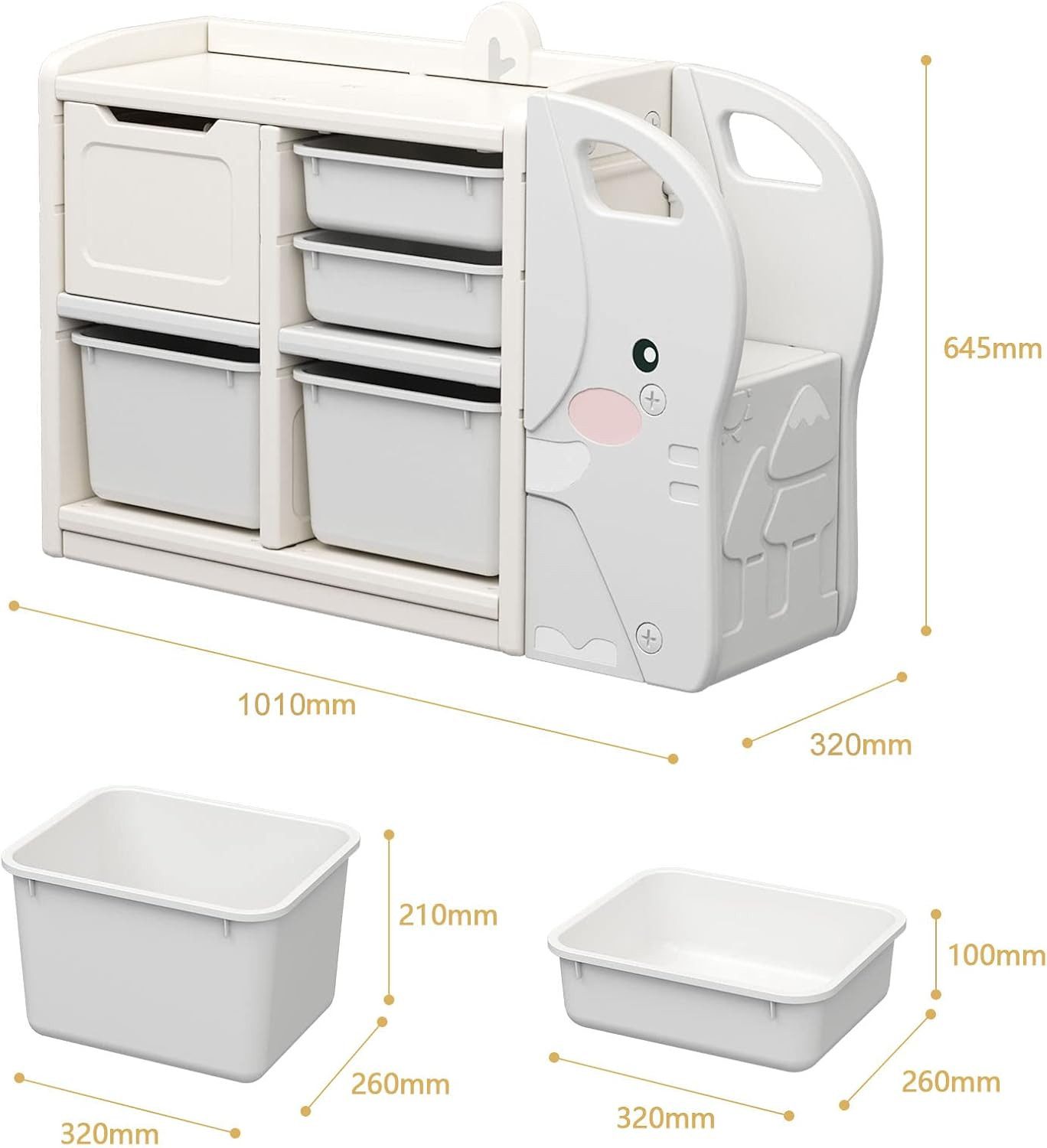 OUNUO Kinderregal Spielzeugregal mit 2 Aufbewahrungsboxen, Bücherregal günstig online kaufen