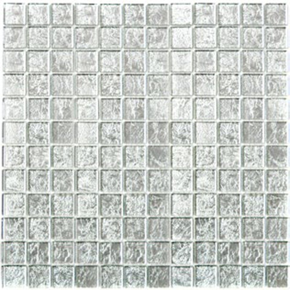 Mosaikfliesen Glasmosaik / Matten Mosani Crystal Mosaikfliesen silber 10 glänzend