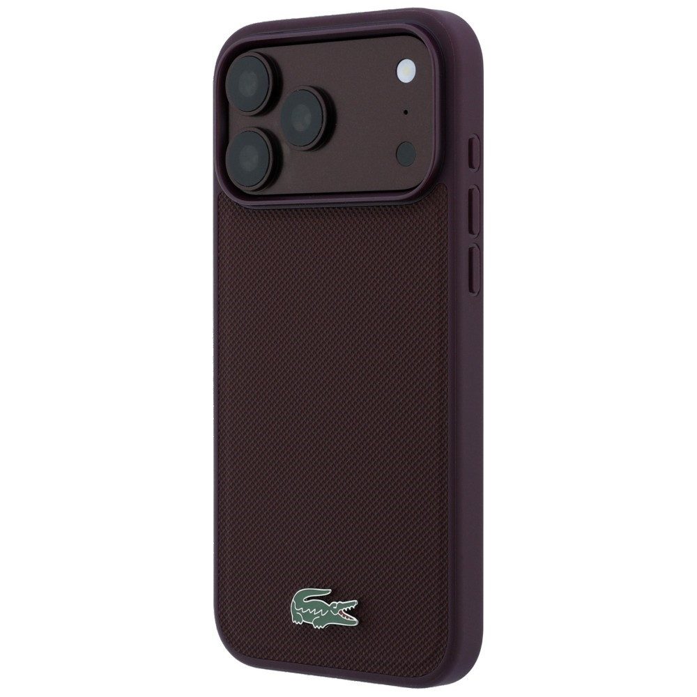 Lacoste Handyhülle iPhone 18 Pro MagSafe Petit Pique Hülle burgundy Logo Krokodil 6,3 Zoll, Kantenschutz – Bild 2 von 5