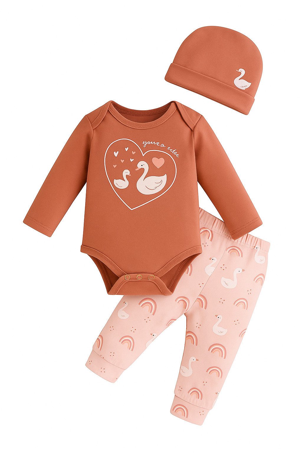 Lorey Medtec Erstausstattungspaket Mädchen Outfit, 3er Set, Body + Hose + Mütze, 100% Baumwolle (Body + Hose + Mütze)
