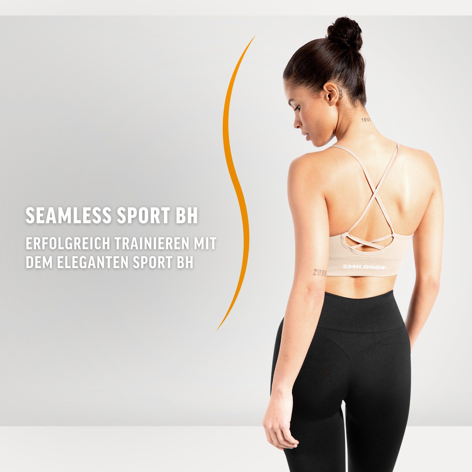 Smilodox Sport-BH Cetrina, Seamless Sport Bra eleganter Rückenausschnitt Fitness Push-Up BH V-Ausschnitt ohne Bügel Atmungsaktiv Bustier Yoga Alltag