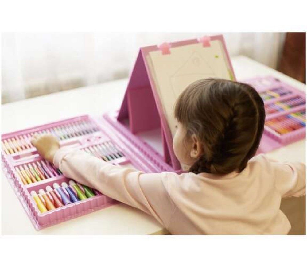MAALEO Kreativset Malset Farbpalette Buntstifte XXL-Malerei-Koffer mit 208 Elementen, (Malkofferset Malset Farbpalette Farben Bunt, 208-tlg., XXL Kreativ Malkoffer-Set), Filzstifte Wachsmalstifte Ölpastellkreide Aquarellfarben Buntstifte