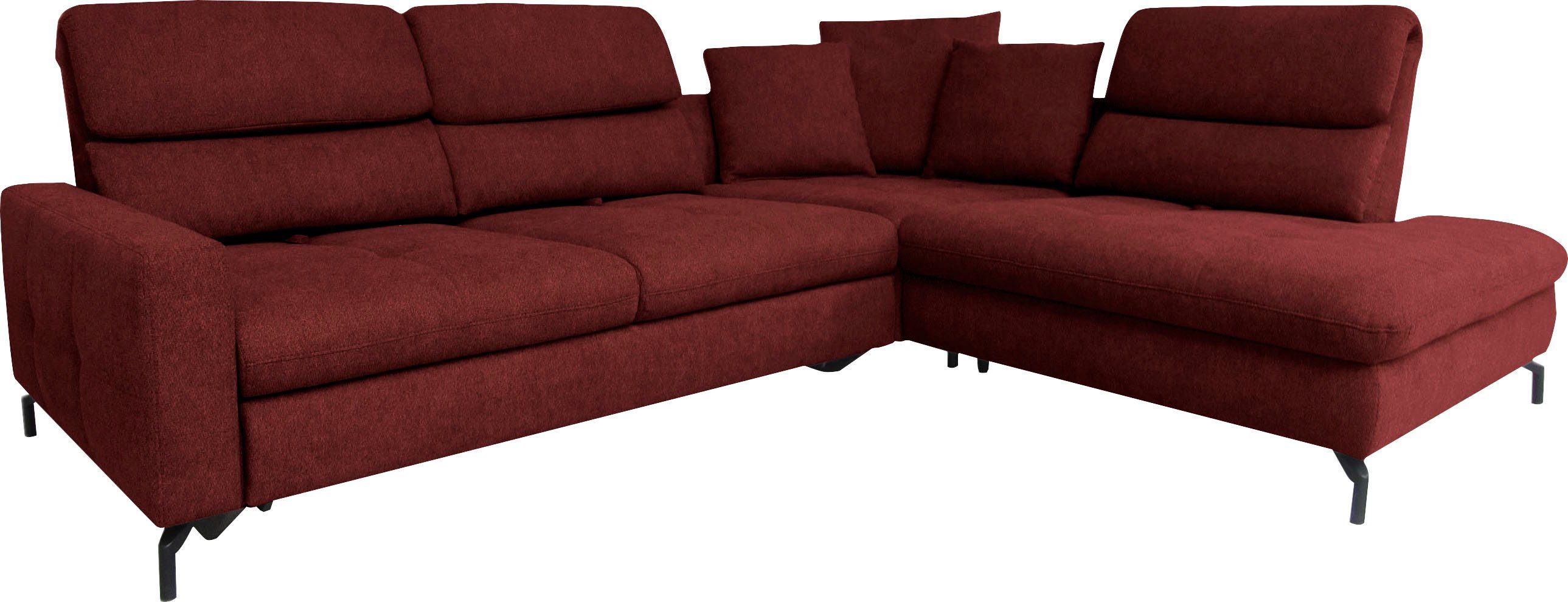 ADA mit Louis, 286 TCM wahlweise trendline bordeaux Breite Bettfunktion 87 Ecksofa cm, Rückenlehnenverstellung,