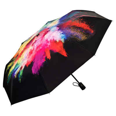 von Lilienfeld Taschenregenschirm »VON LILIENFELD Regenschirm Taschenschirm UV-Schutz durch UPF 50+ Auf-Zu-Automatik Sturmfest Fiberglas Leicht Schirmtasche Farbfeuerwerk Donna«, Beutel mit Zugband wird mitgeliefert
