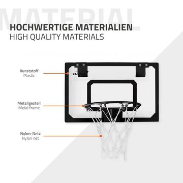 Hauki Basketballkorb Basketballständer aus Metall für Indoor / Outdoor Basketballtraining (4-St), Set 3 Bälle Ø16cm Netz Pumpe 58x40cm Weiß tragbar