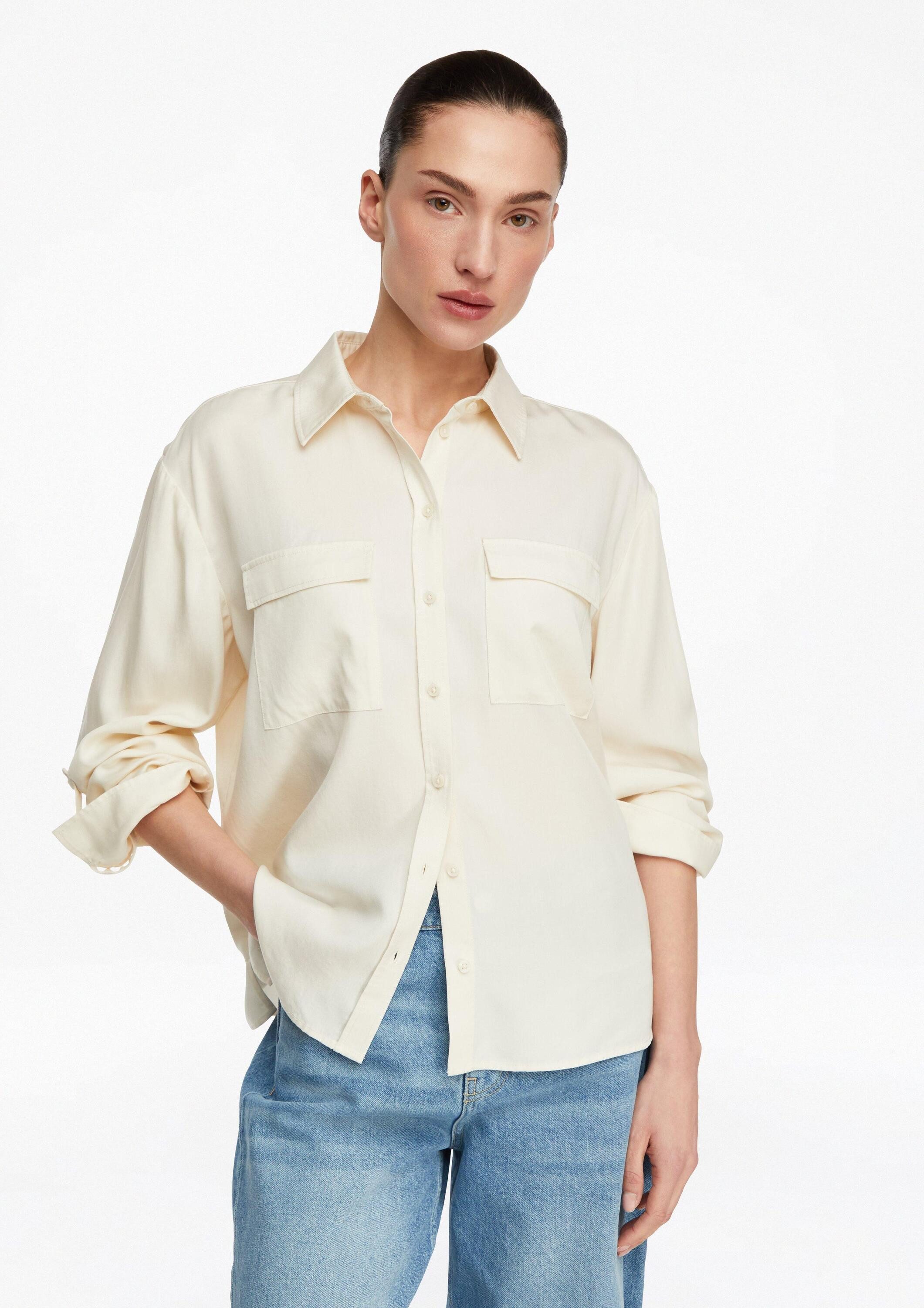 comma Langarmbluse Bluse Hemdbluse aus Lyocell
