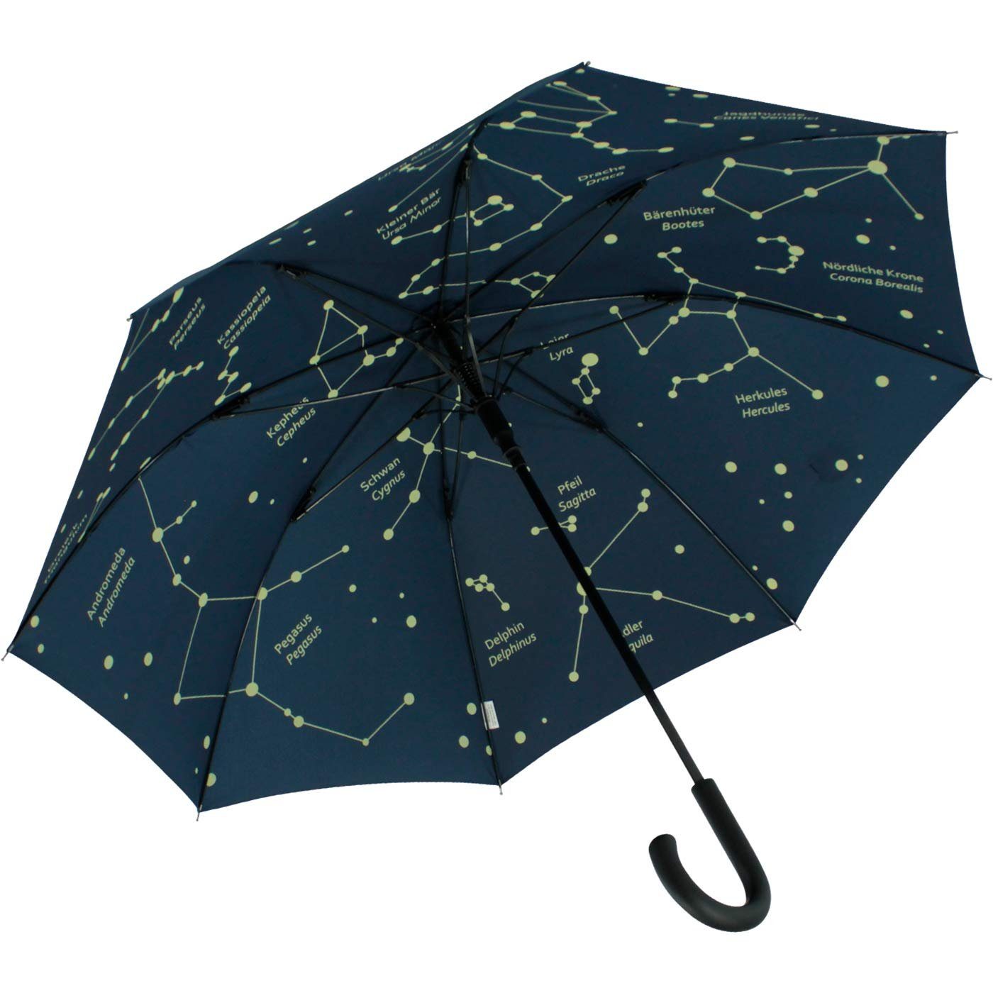 bedruckt, Langregenschirm Automatik-Stockschirm bedruckt Damen Motiv-Design Astro-Sternenhimmel iX-brella