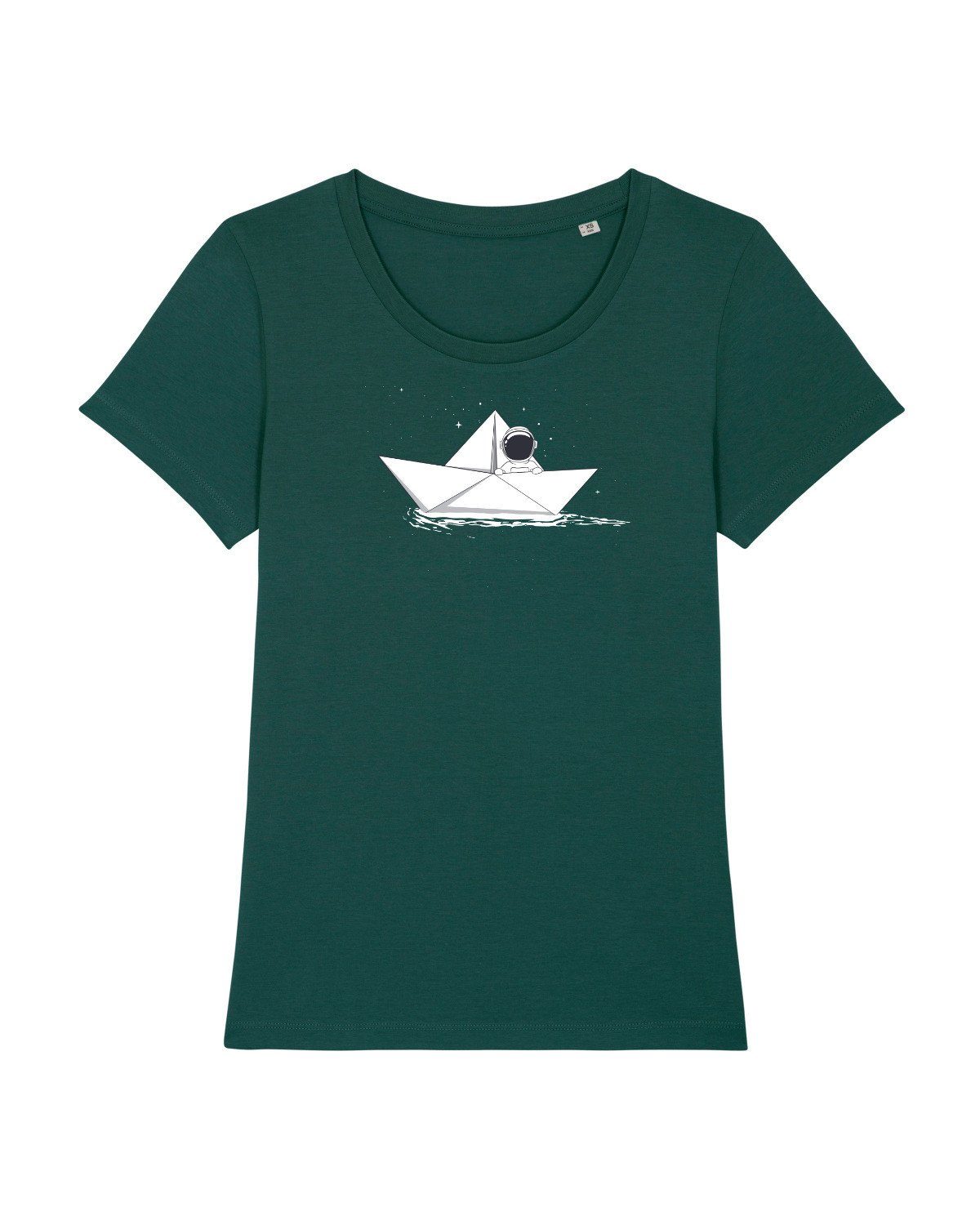 wat? Apparel Print-Shirt Astronaut in paper boat (1-tlg) glazed grün