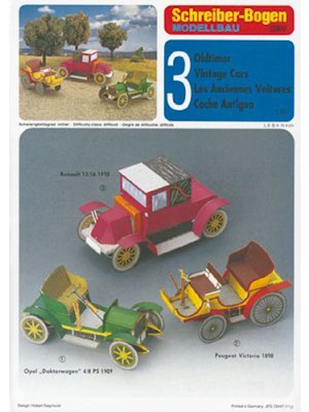 Schreiber-Bogen Drei - Oldtimer Kartonmodellbau Papierdekoration Auer Verlag