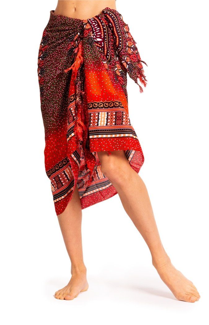 [Attraktiv] PANASIAM Pareo Strandtuch für Überwurf oder, den Strand Strandkleid als Maoi Cover-up Tuch Sarong Rot Wrap Bikini auch Größen tragbar in großen
