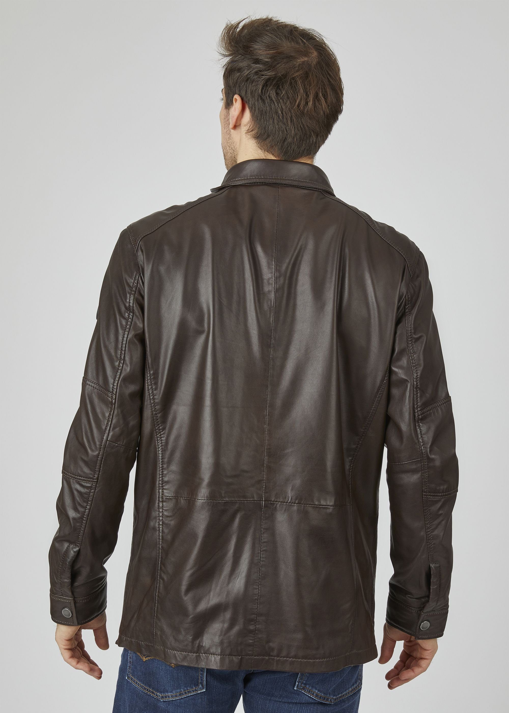 bugatti Lederjacke BUDAVID (1-St) mit Pattentaschen und Abdeckleiste