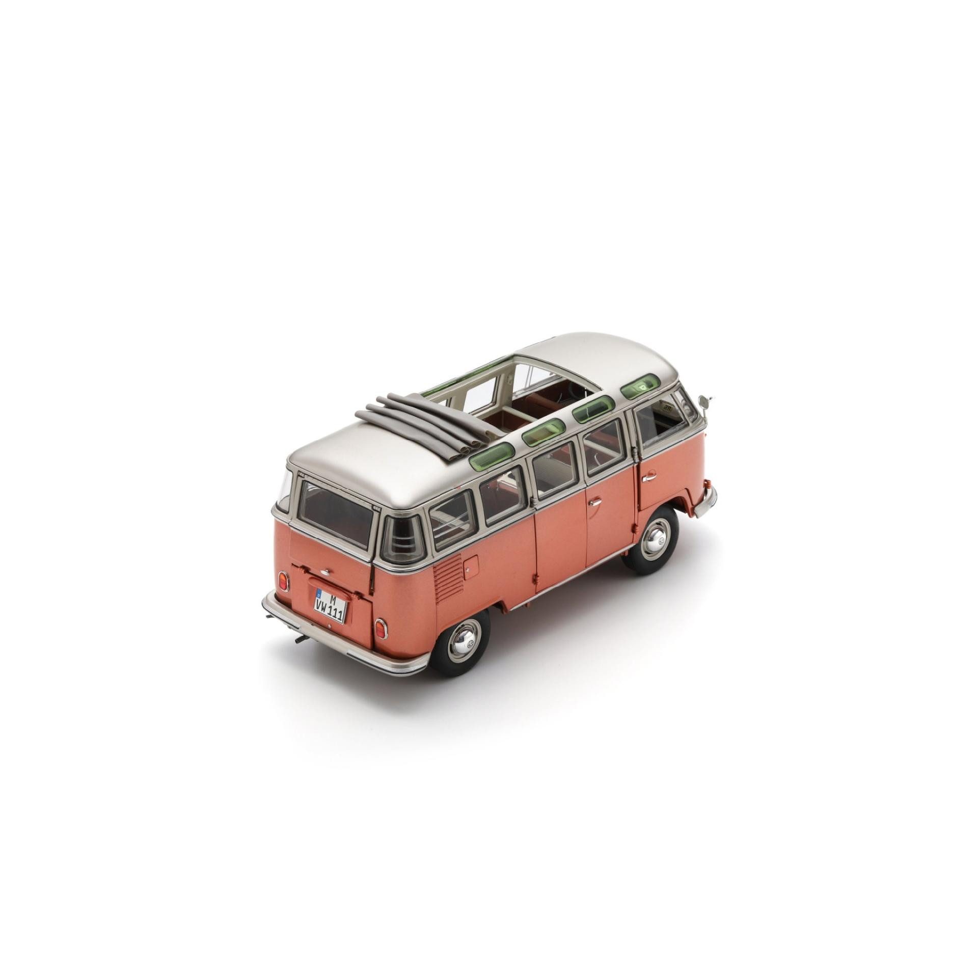 Schuco Modellbausatz VW T1 Samba 1962 Ora./Metallgrau DC / 1:18, Maßstab 1:18