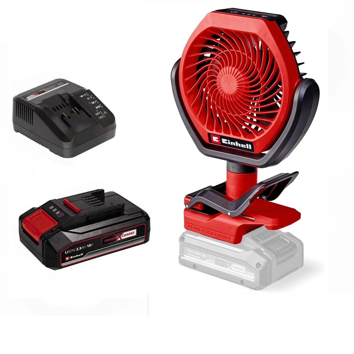 Einhell Akku-Standventilator GC-CF 18/110 Li- Akku-Ventilator 3 Stufen +Akku 2,5 Ah, + Ladegerät