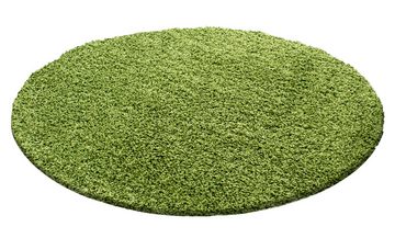 Teppich Unicolor - Einfarbig, Teppium, Rund, Höhe: 50 mm, Teppich Grün Einfarbig Shaggy 50 mm Florhöhe Teppich Wohnzimmer