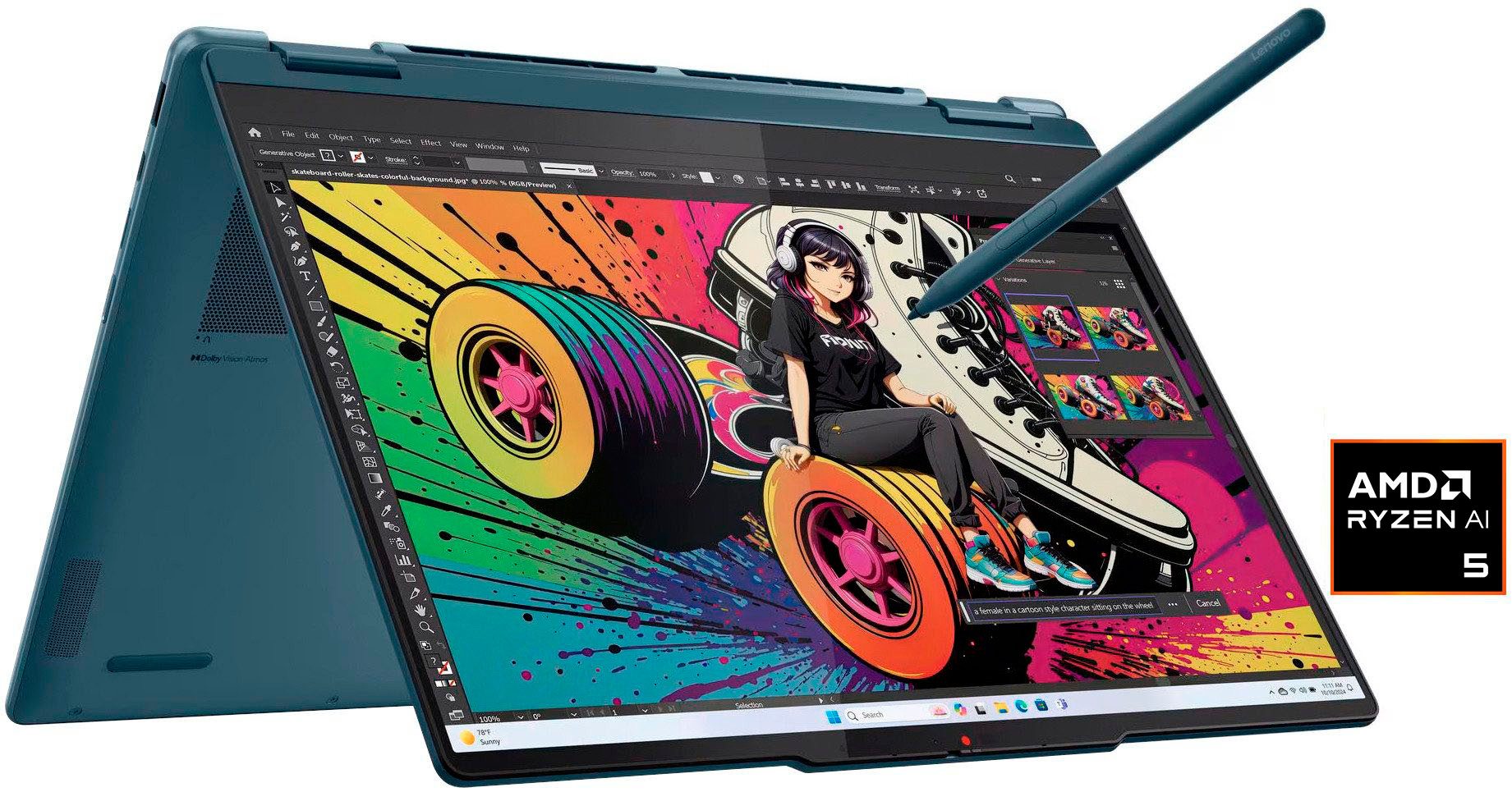 Lenovo Yoga 7 2-in-1 14AKP10 Convertible Notebook (35,56 cm/14 Zoll, AMD Ryzen™ AI 5 340, Radeon 840M, 16 GB, 512 GB SSD)