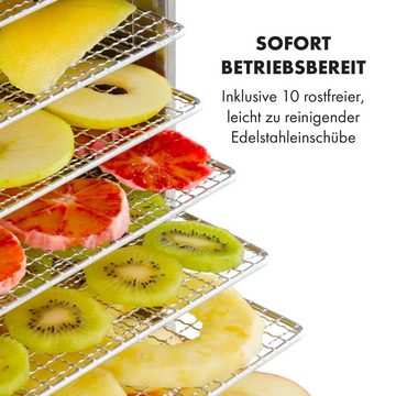 Klarstein Dörrautomat Captain Jerky 110 Dörrautomat 1000 W, Dörrautomat groß Pilze Obst Trockner Dörrgerät Dehydrator Edelstahl