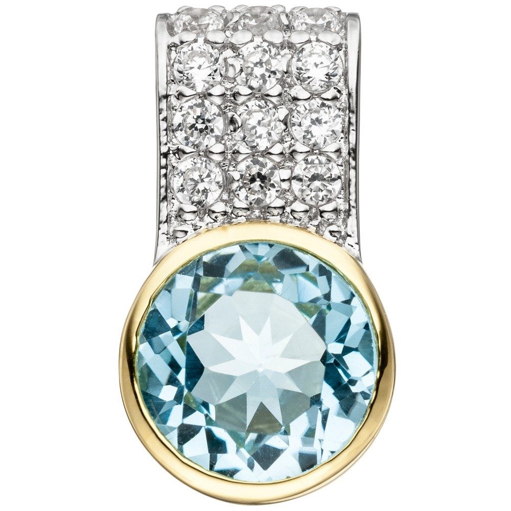 Kettenanhänger Anhänger mit Zirkonia & Blautopas, 925 Silber