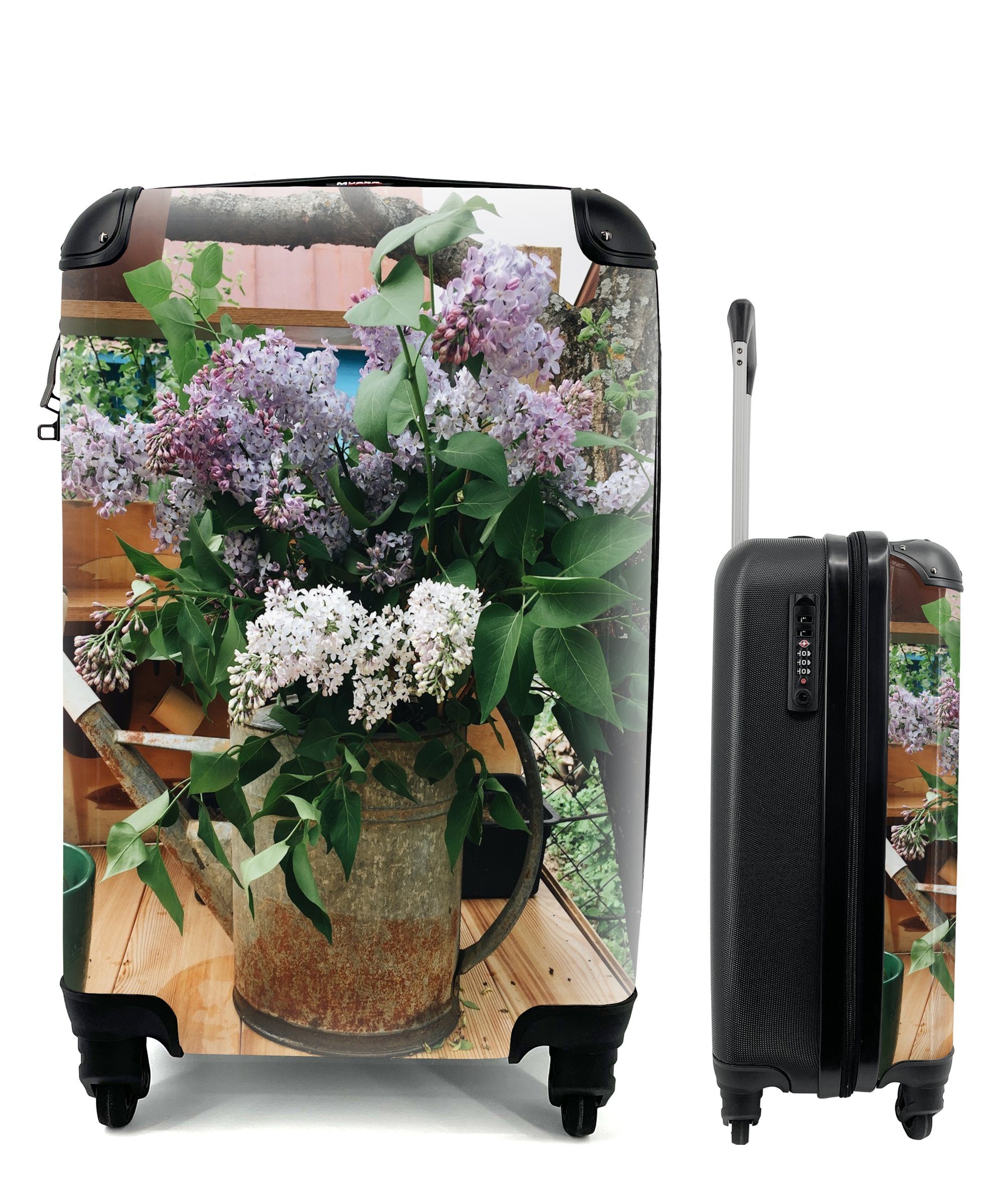 MuchoWow Handgepäckkoffer Gießkanne - Blumen - Blumenstrauß, 4 Rollen, Reisetasche mit rollen, Handgepäck für Ferien, Trolley, Reisekoffer