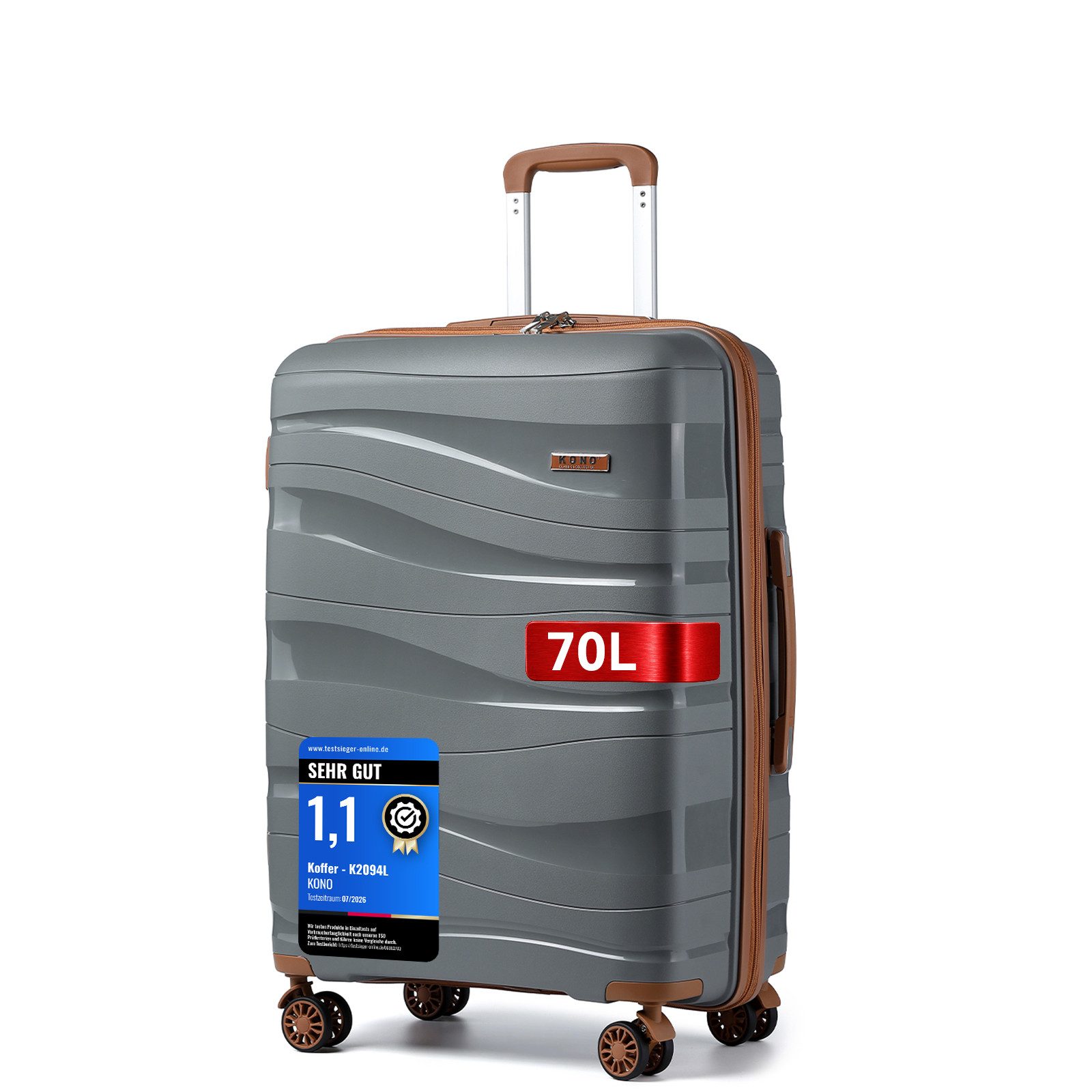 KONO Handgepäck-Trolley Leicht Hartschalenkoffer Reisekoffer mit 4 Rollen und TSA Schloss