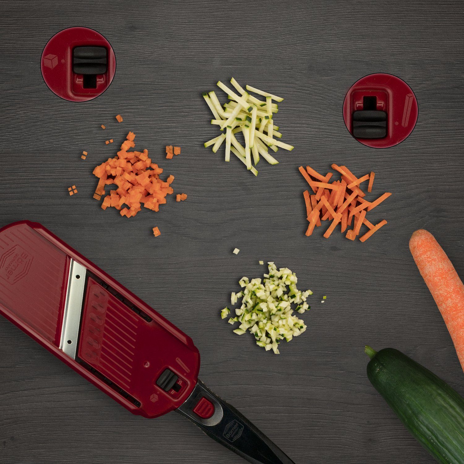 Börner Gemüsehobel Multi Dicer und Julienne Rot Gemüseschneider