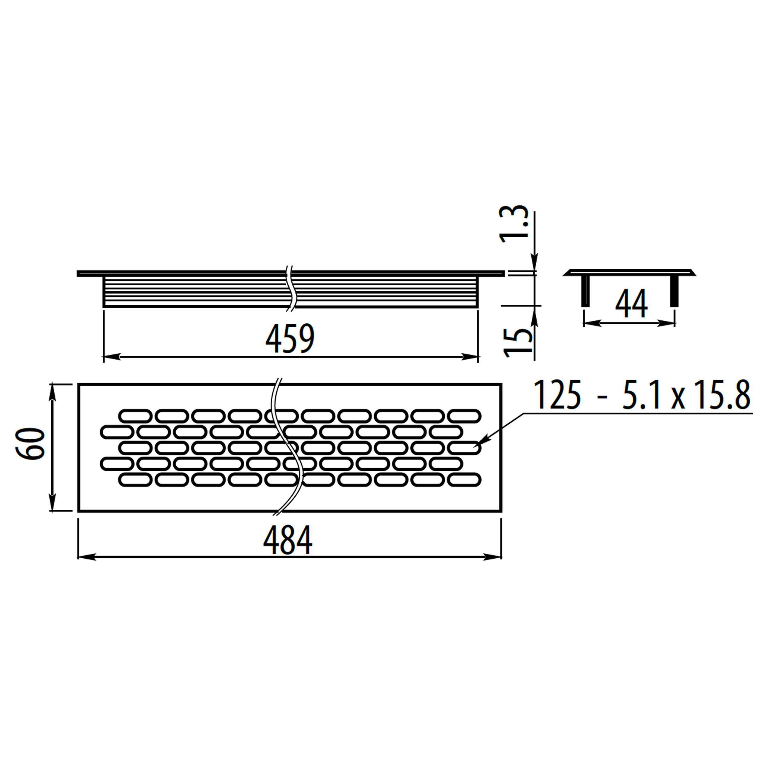 SO-TECH® Lüftungsgitter Lochblech Stegblech, versch. Ausführungen (1 St), 1 Stück 484 x 60 mm schwarz