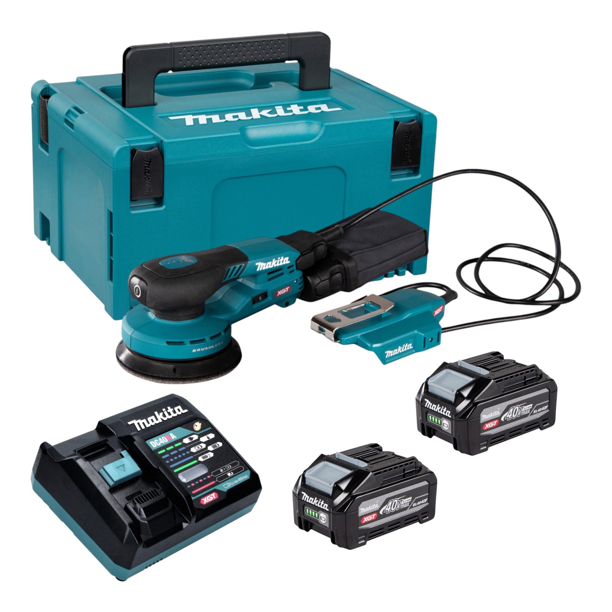 Makita Akku-Exzenterschleifer BO 003 CGU201 40V max. 125mm + 2x Akku 4,0Ah + Ladegerät + Makpac