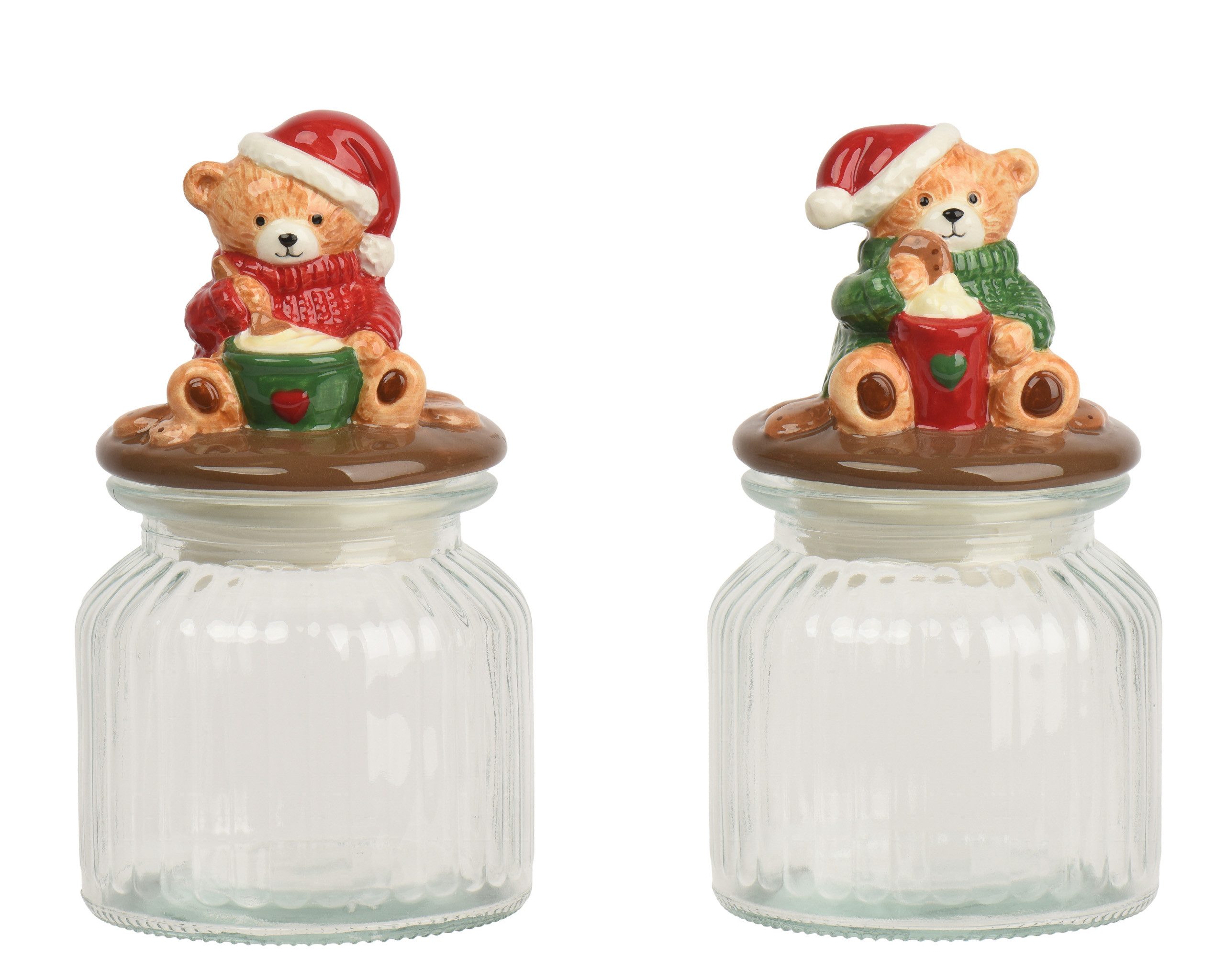 Kaemingk Vorratsglas, Glas, Glasdose mit Deckel Weihnachtsbär 19cm 1 Stück sortiert