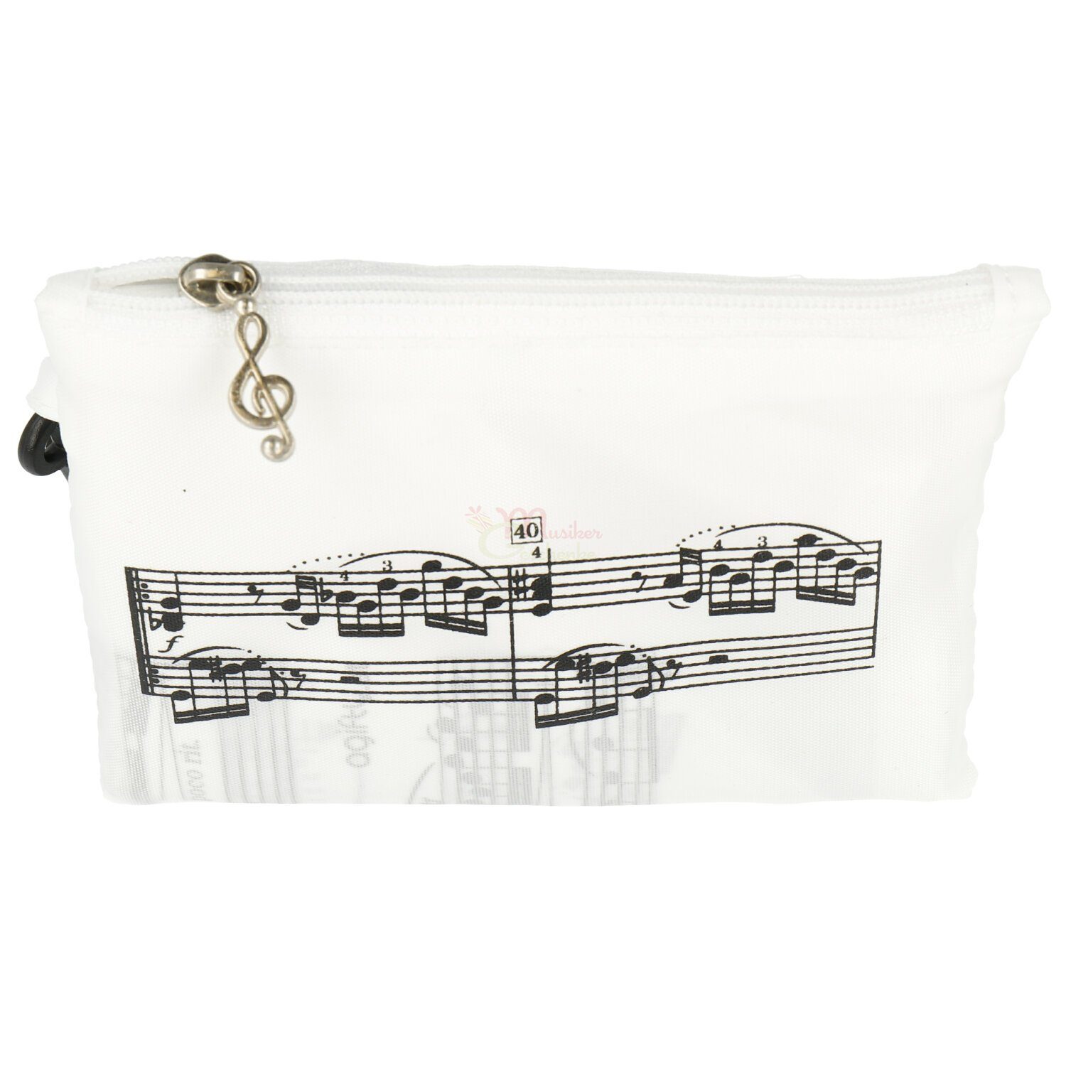 mugesh Tragetasche Shopping-Bag Tasche mit für Notenzeilen, weiß Musiker