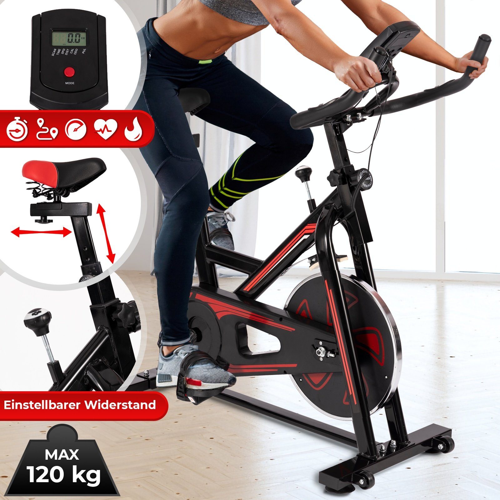 Heimtrainer Fitnessgerät Trimmrad Fitnessrad Fahrrad Hometrainer Bike LCD 