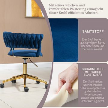 WISHDOR Bürostuhl Drehstuhl, 360° drehbarer Polsterstuhl (1 St), Make-up-Stuhl, goldener Bürostuhl, 360° drehbarer