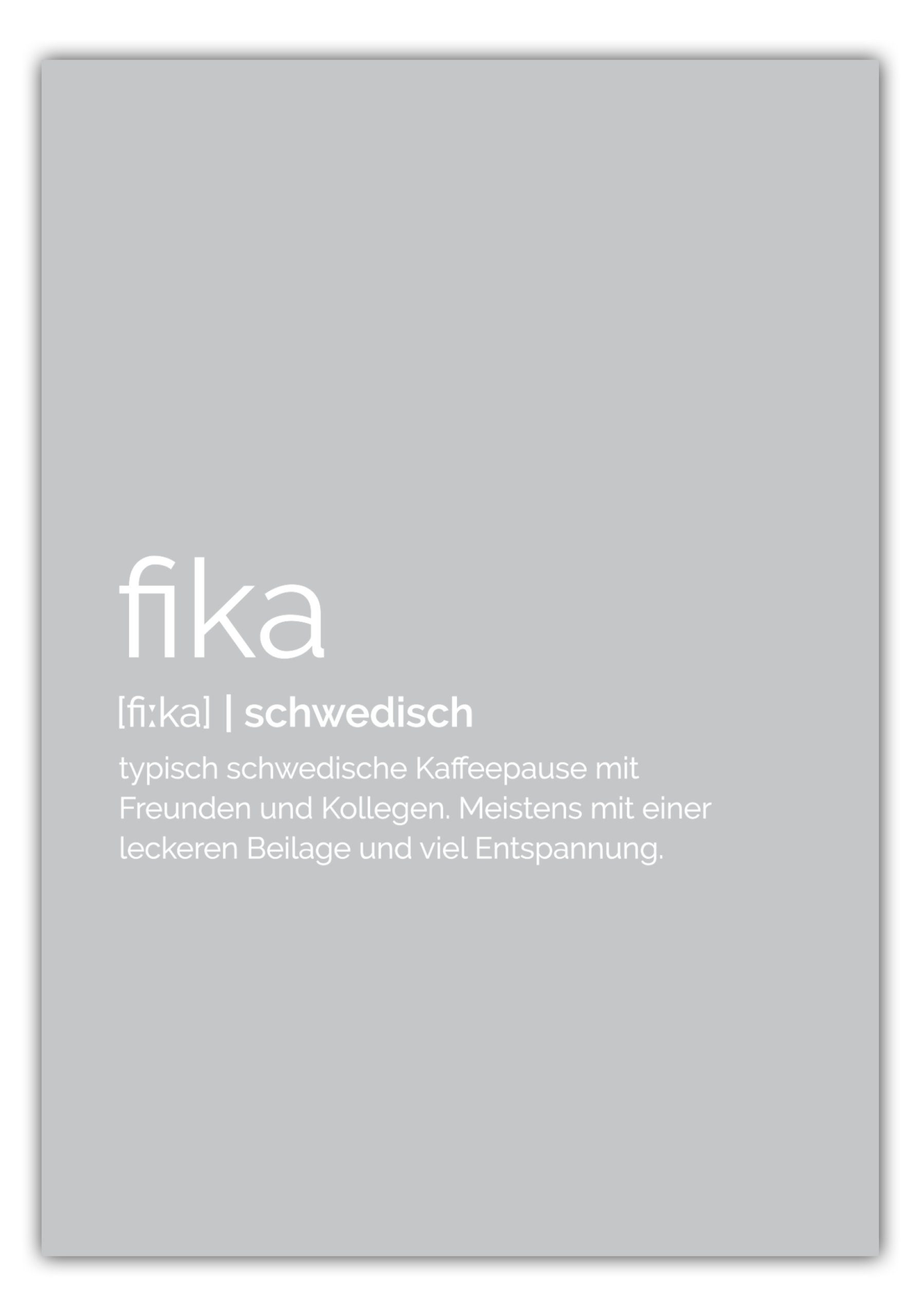NORDIC WORDS Poster Fika Definition, Schwedische Kaffeepause, viele Farbausführungen und bis zu 10 Größen