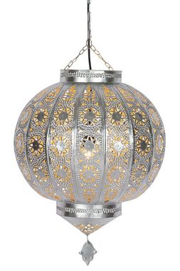 Marrakesch Orient & Mediterran Interior Deckenleuchte Orientalische Lampe Pendelleuchte Afetar Silber 42cm