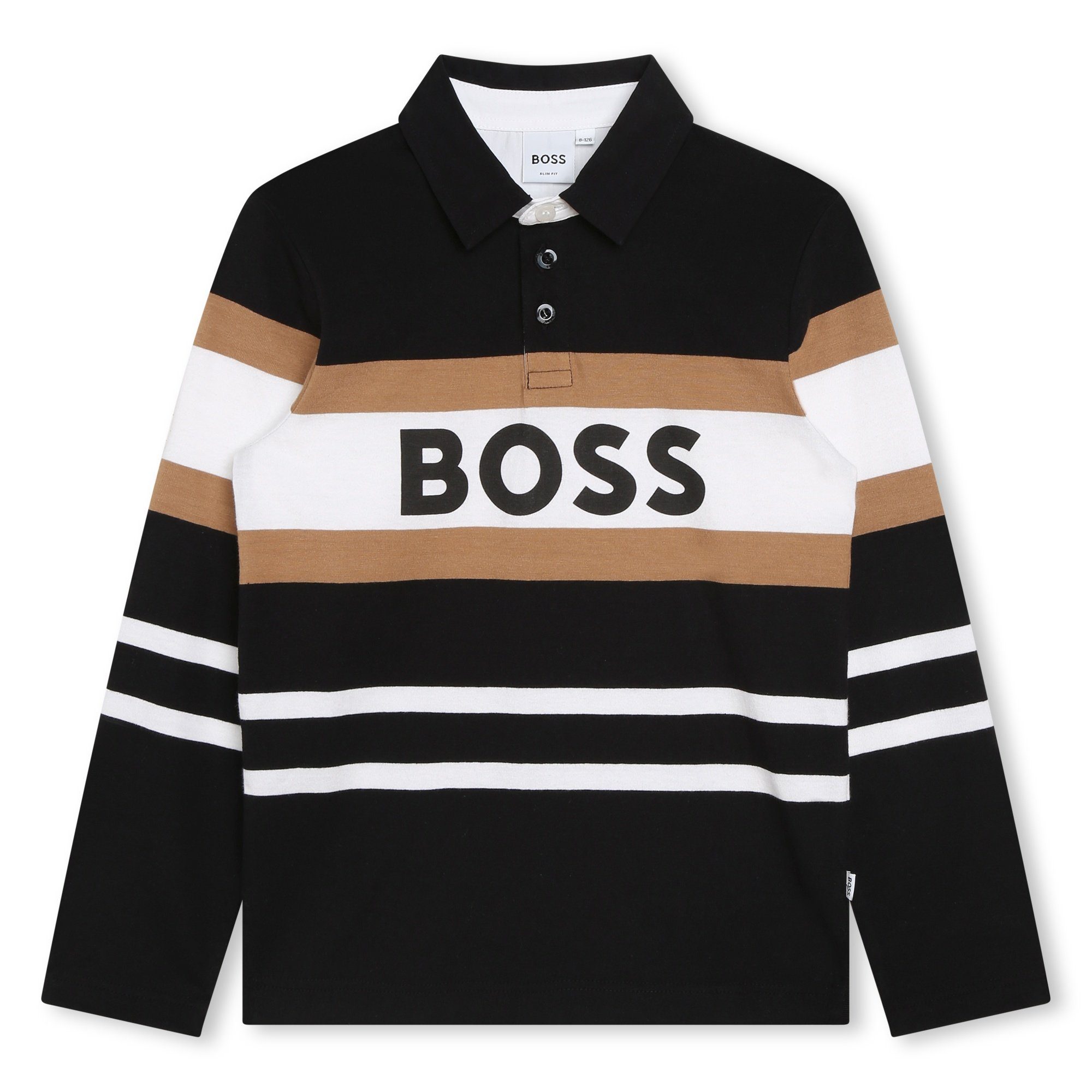 Langarm-Poloshirt BOSS Kidswear Poloshirt langärmelig schwarz mit großem Logo