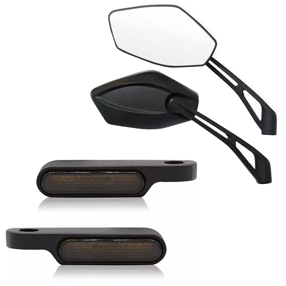 Lumitecs Halter LED Lenkerblinker passend für Harley Davidson Softail Modelle + Spiege