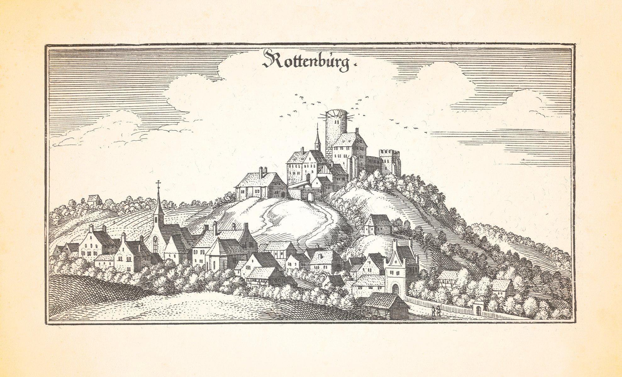 Kunstdruck Rottenburg Laaber Wachanlage Hofberg Burg Festung Kupferstich Merian 0