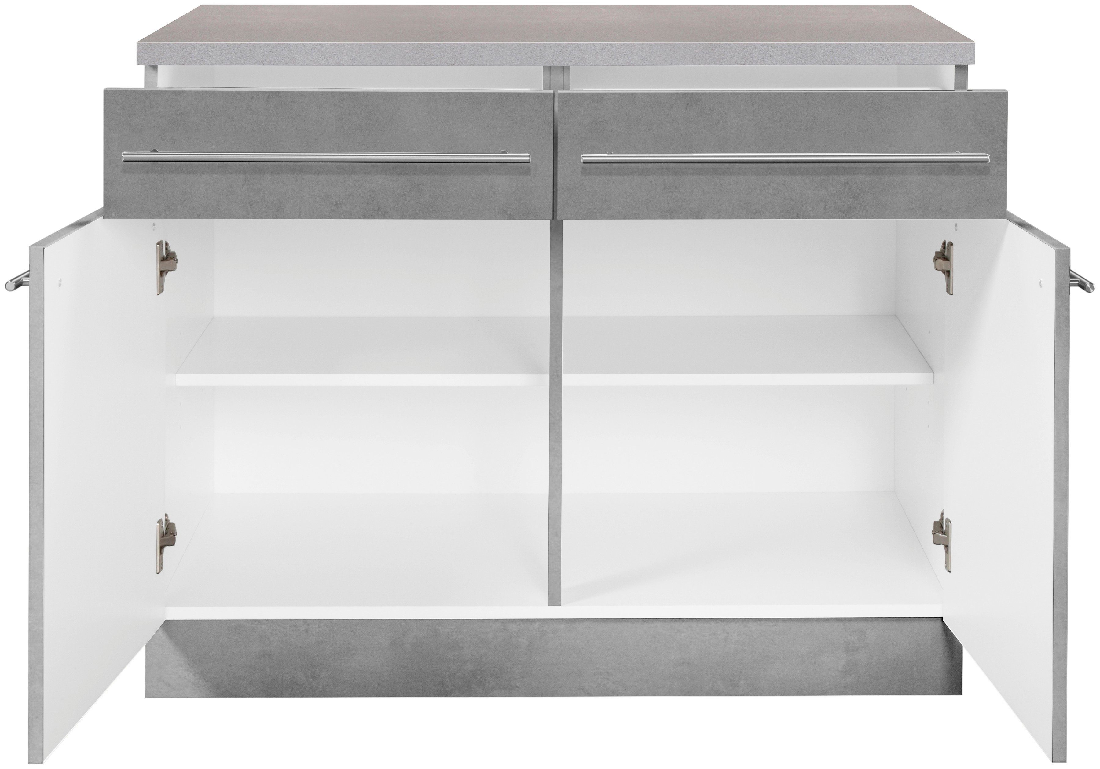 wiho Küchen Unterschrank Chicago, TOPSELLER 100 cm breit, 2 Schubkästen und 2 Türen, für viel Stauraum