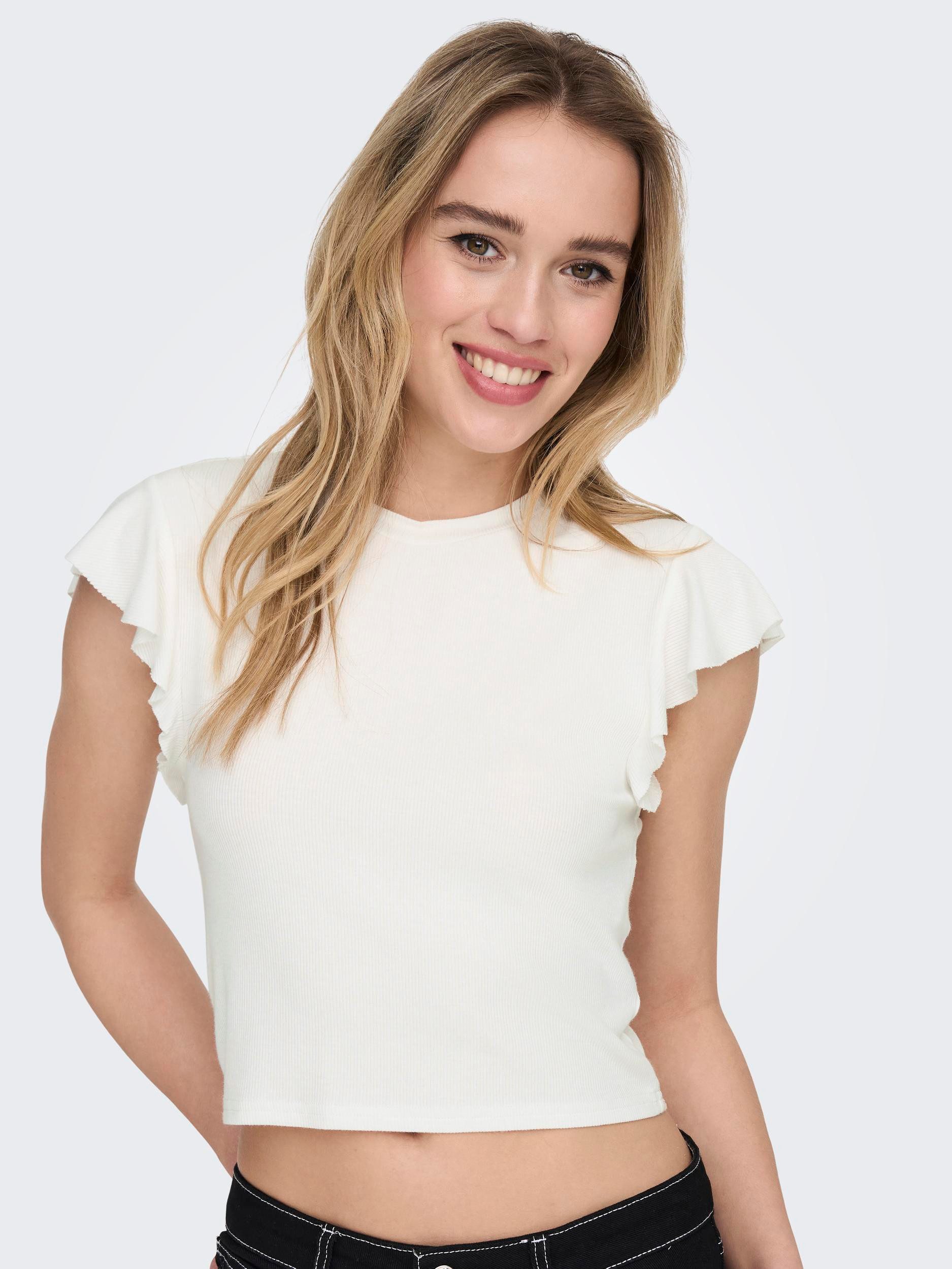 ONLY Kurzarmshirt ONLBELIA S/L FRILL TOP günstig online kaufen