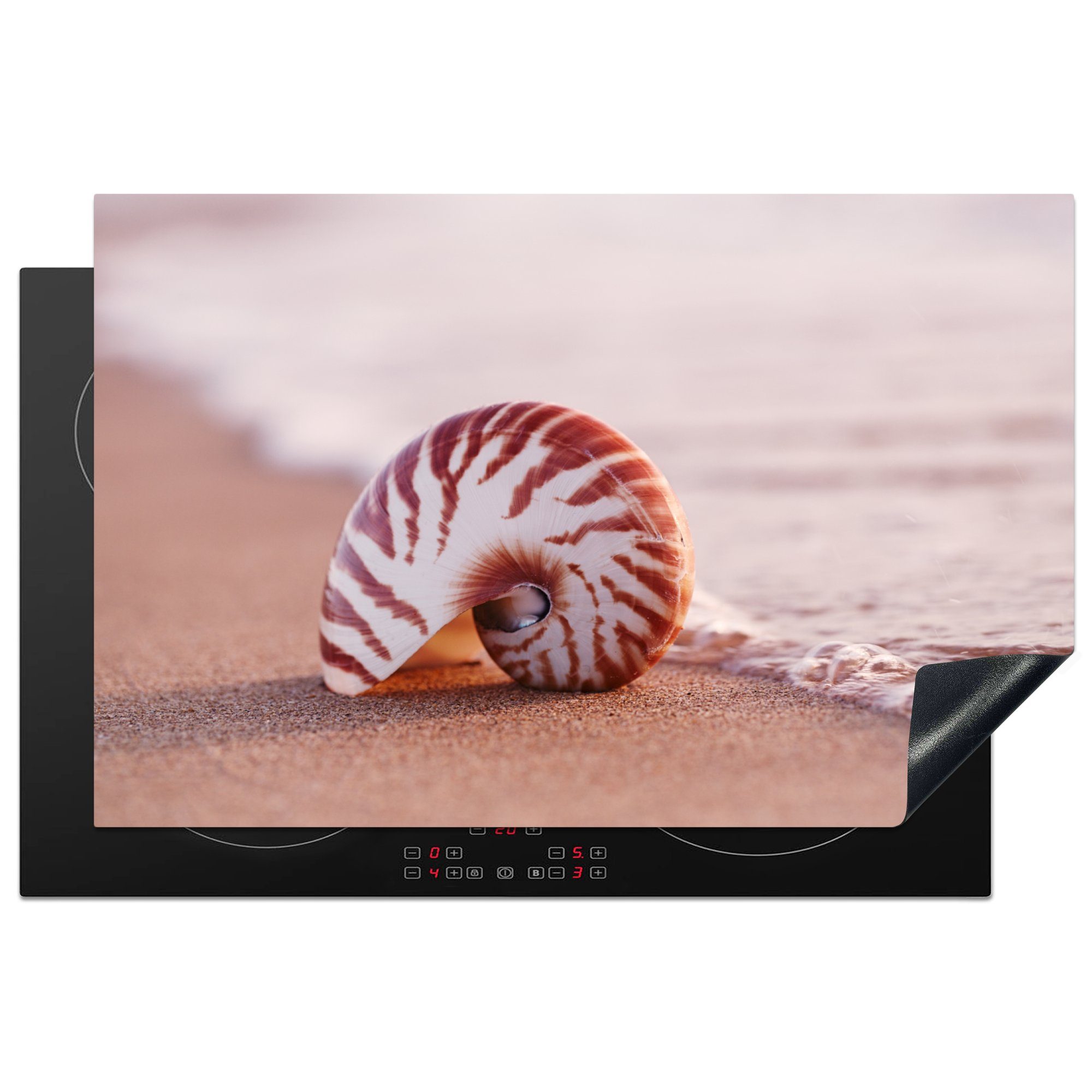 MuchoWow Herdblende-/Abdeckplatte Muschel - Strand - Meer - Sand, Vinyl, (1 tlg), 81x52 cm, Induktionskochfeld Schutz für die küche, Ceranfeldabdeckung